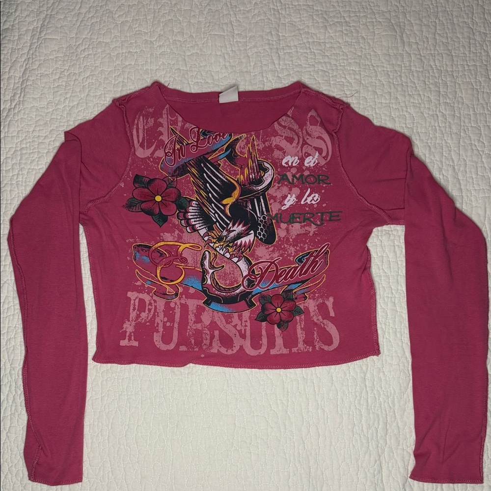 Urban Outfitters Pink Graphic Crop Top